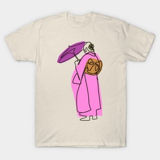 Japanese woman in a kimono minimalist line art T-Shirt